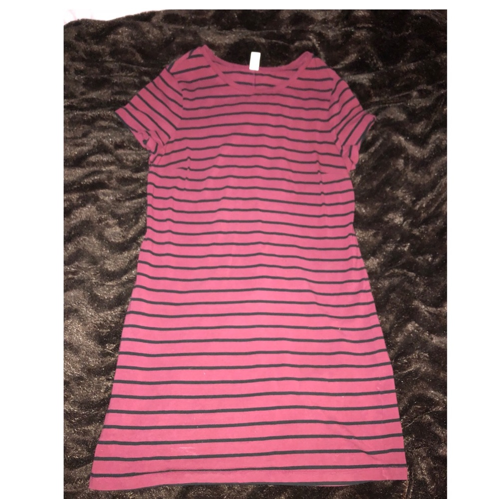 Maroon and black striped dress